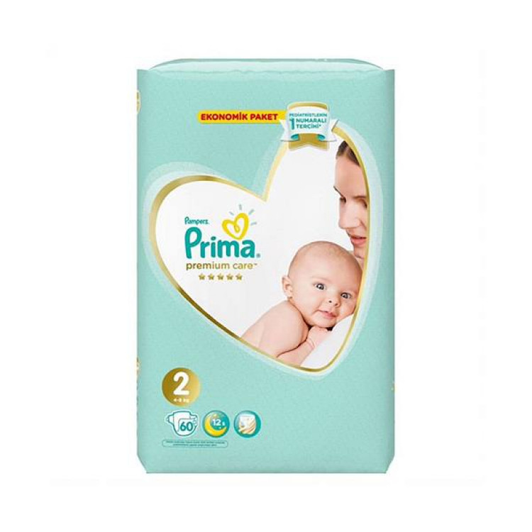پوشک بچه پریما پمپرز ضد حساسیت لهستانی (پریما سفید) سایز 2 بسته 60 عددی