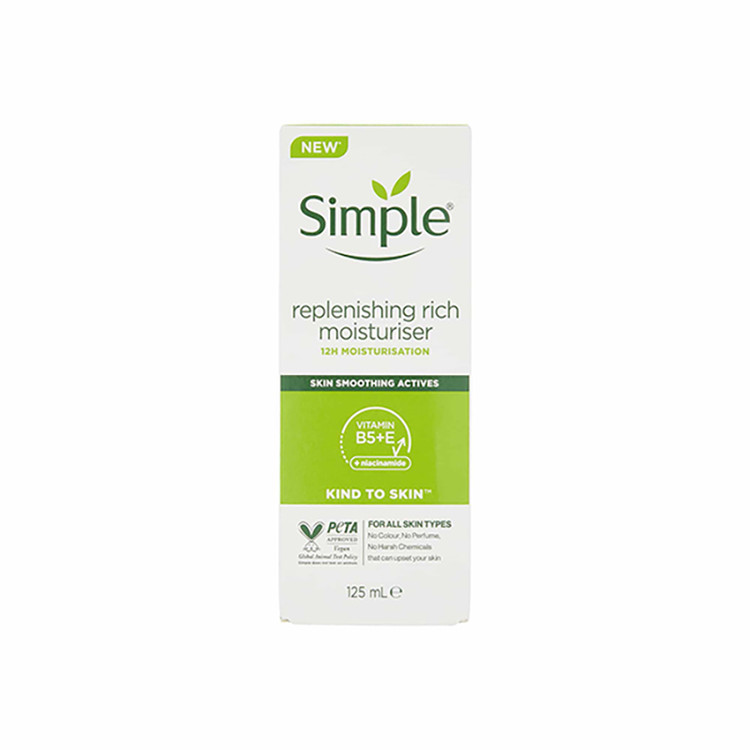 بستهبندی کرم simple rich 125ml از نمای جلوی محصول