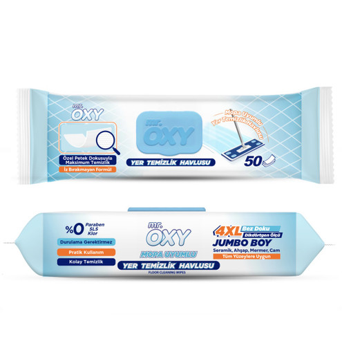 دستمال مرطوب مخصوص تی مستر اوکسی Mr.Oxy بسته 50 عددی برای نظافت سطوح مختلف