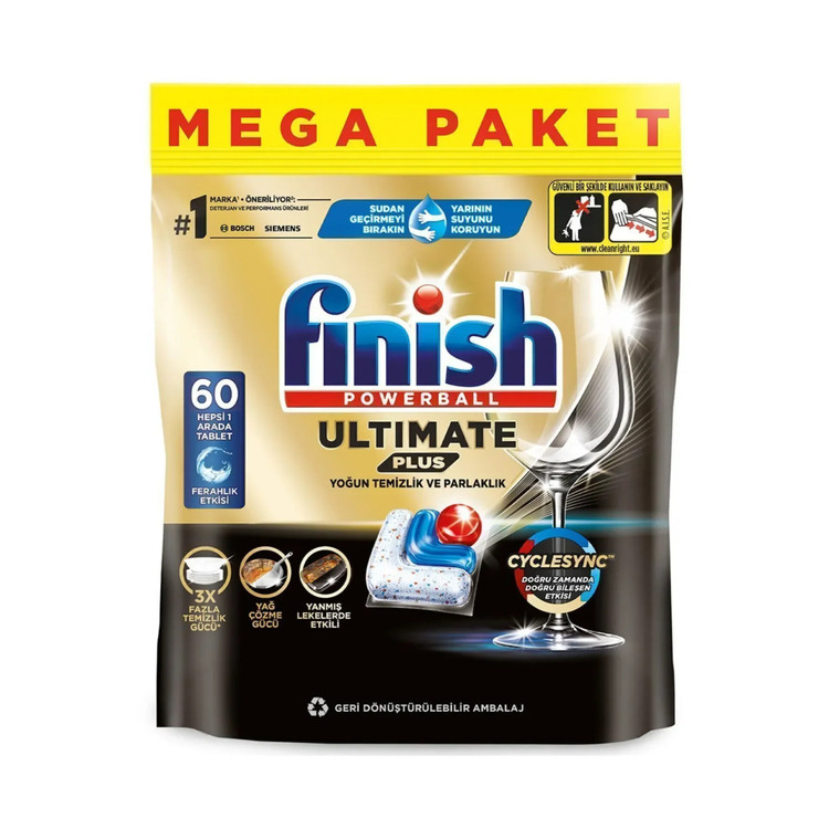 قرص ماشین ظرفشویی فینیش کوانتوم اولتیمیت پلاس ۶۰ عددی با رایحه لیمو، برای شستشوی قدرتمند و تمیزی بینظیر ظروف با رایحه تازه لیمو و محافظت از ماشین ظرفشویی.