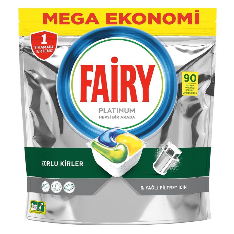 .jpg قرص ماشین ظرفشویی فیری پلاتینیوم همهکاره لیمویی Fairy Platinum All in One بسته 90 عددی