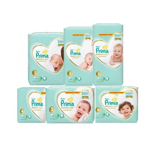 پوشک بچه پریما پمپرز Premium Care لهستانی اورجینال (واردات قانونی ارسال از منطقه آزاد ارس) | ضد حساسیت، مناسب نوزاد تا کودک در سایز ۱ تا ۶