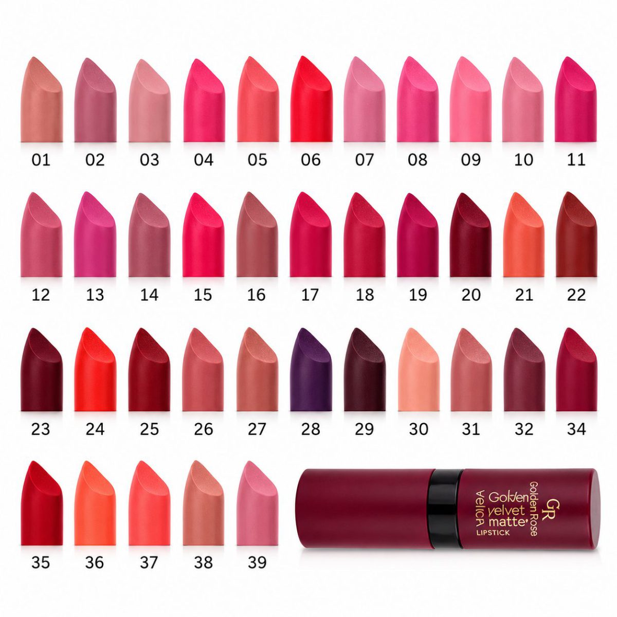 94ebaa1e-9e56-45f9-a9e8-e476345d2fad رژ لب مات مخملی ولوت گلدن رز مدل Velvet Matte رنگ قوی، ماندگاری بالا و متنوع