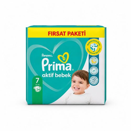 پوشک پریما پمپرز ترک سایز ۷ بسته ۳۴ عددی (واردات قانونی ارسال از منطقه آزاد ارس)