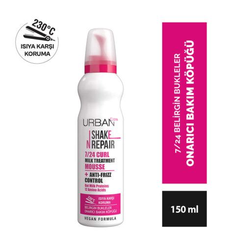 موس مو اوربان کر شیک اَن ریپیر ۷/۲۴ مخصوص موهای فر حجم ۱۵۰ میل اورجینال Urban Care Shake N Repair 7/24 Curl Milk Treatment Mousse 150ml (واردات قانونی ارسال از منطقه آزاد ارس) | مخصوص موهای فر و مجعد، بازسازی و تفکیک فرها، ضد وز و بدون آبکشی