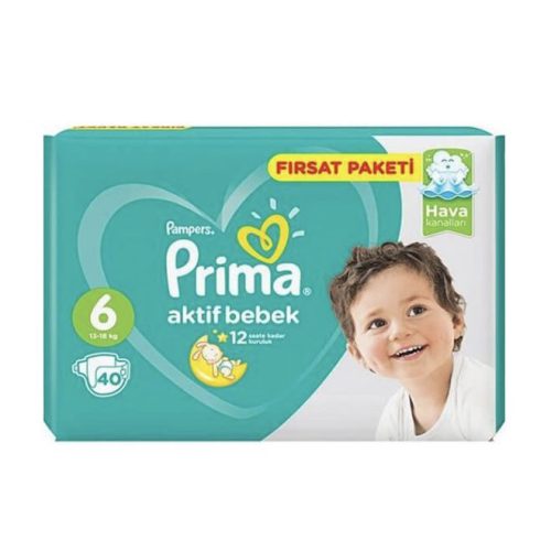 پوشک پریما پمپرز ترک سایز ۶ بسته ۴۰ عددی (واردات قانونی ارسال از منطقه آزاد ارس)