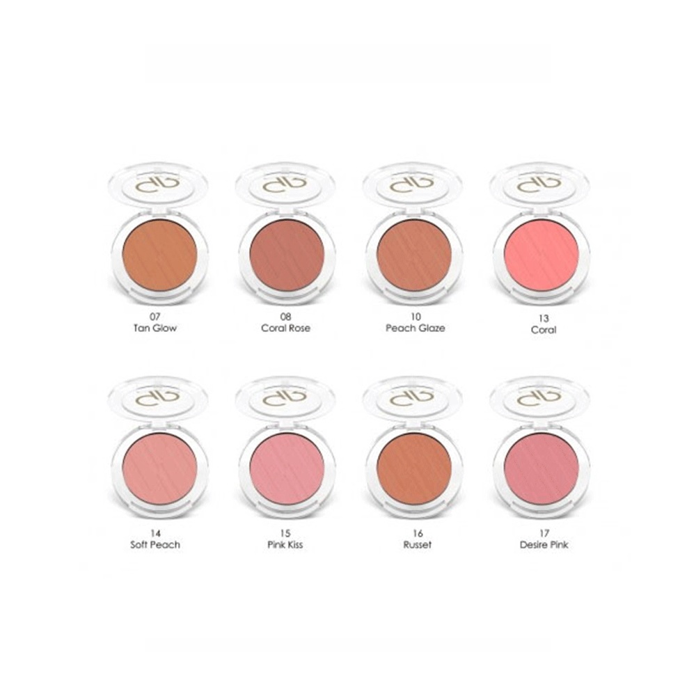 رژگونه-گلدن-رز-1 (1) رژگونه پودری طلایی گلدن رز مدل Powder Blush بافت مخملی، ماندگاری بالا و رنگبندی متنوع